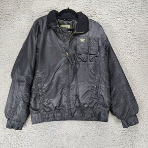 Lonely Wolf Jacket Mens Large Black Long Sleeve Full Zip Bomber